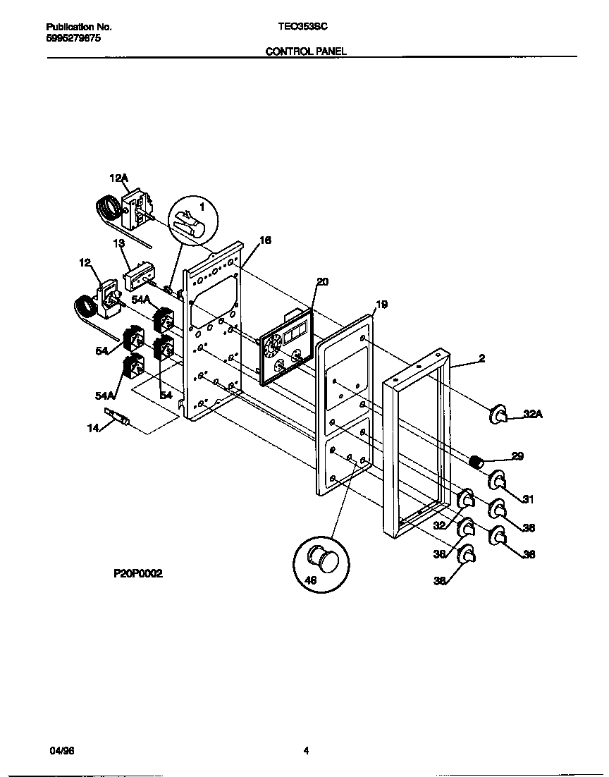 Tappan TEO353SCDB control panel diagram