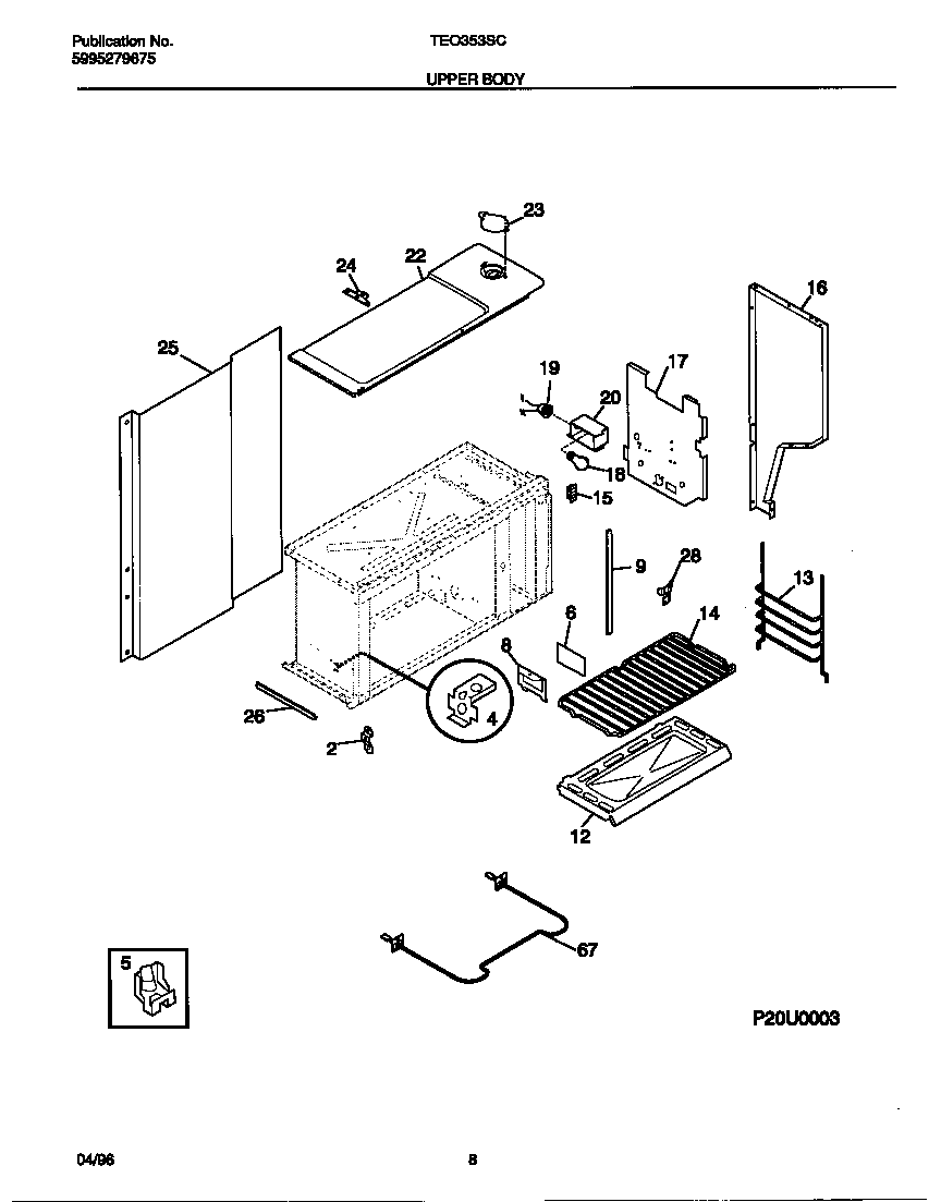 Tappan TEO353SCDB upper body diagram