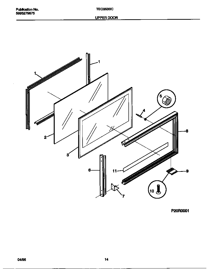 Tappan TEO353SCDB upper door diagram