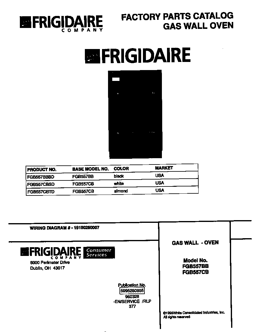 Frigidaire FGB557CBTD cover diagram