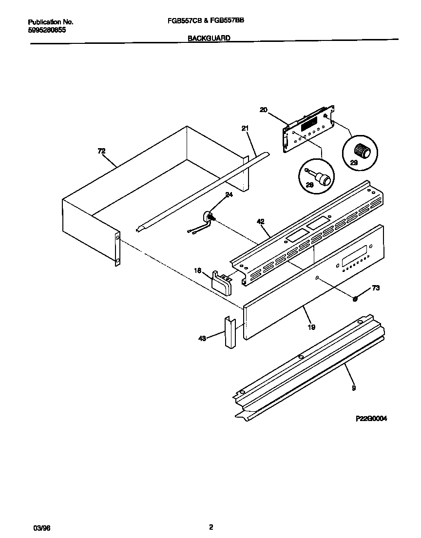 Frigidaire FGB557CBTD backguard diagram