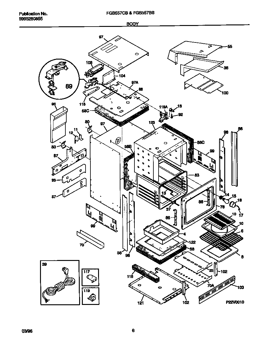 Frigidaire FGB557CBTD body diagram
