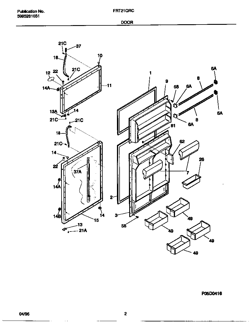 Frigidaire FRT21QRCD2 doors diagram