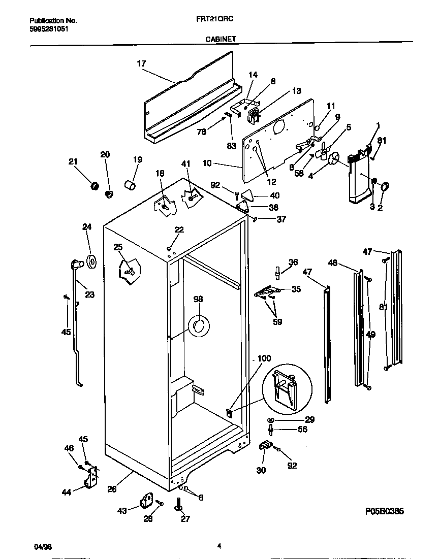 Frigidaire FRT21QRCD2 cabinet diagram