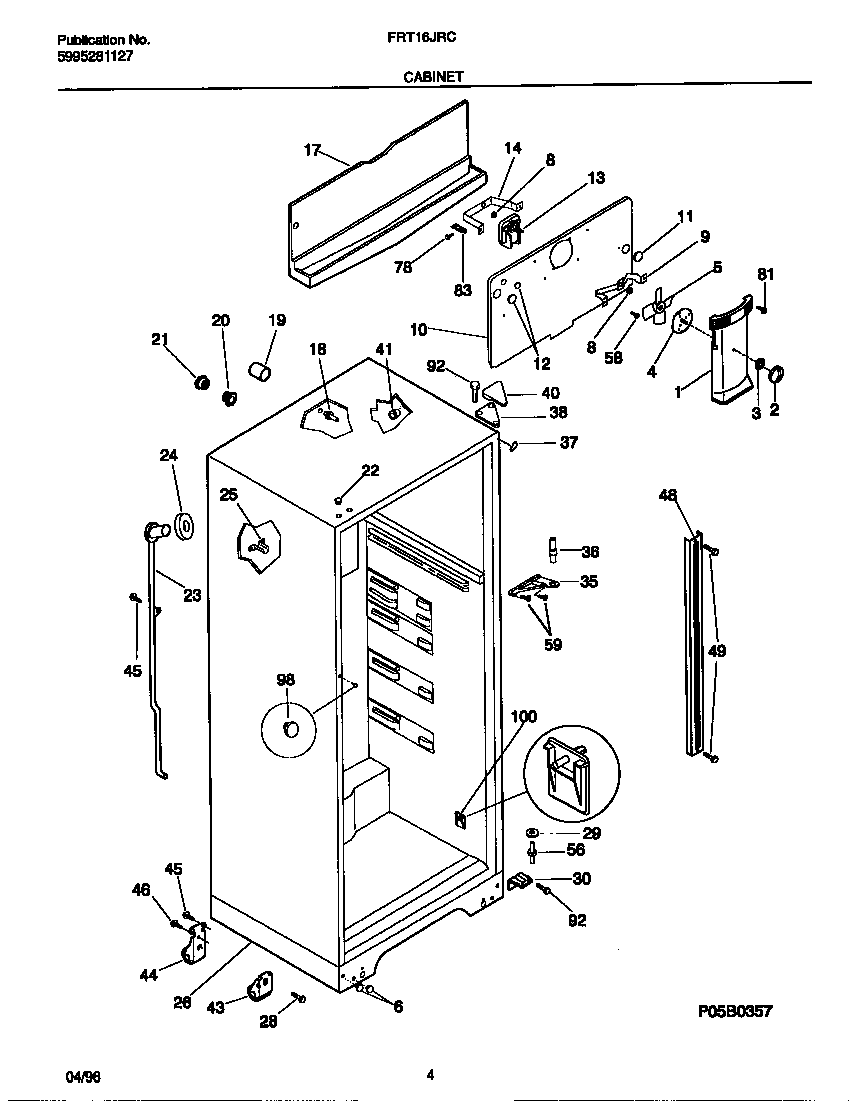 Frigidaire FRT16JRCD2 cabinet diagram
