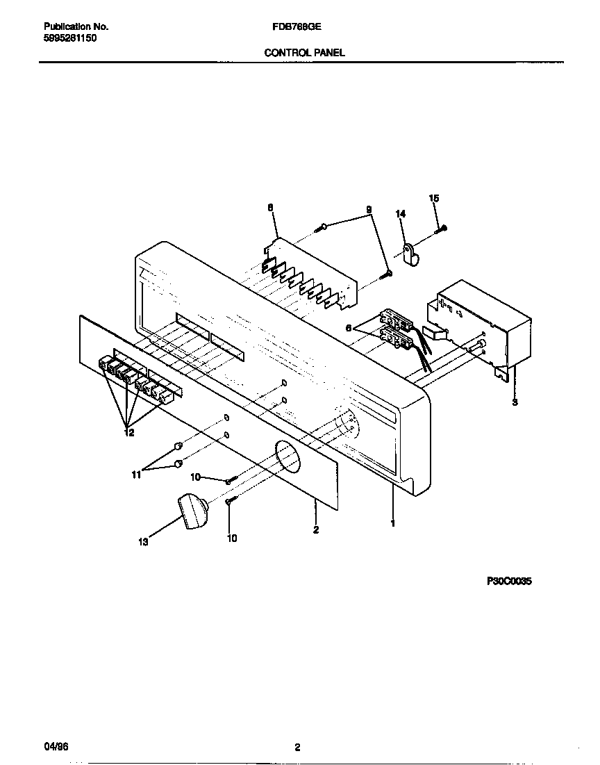 Frigidaire FDB768GEW0 control panel diagram