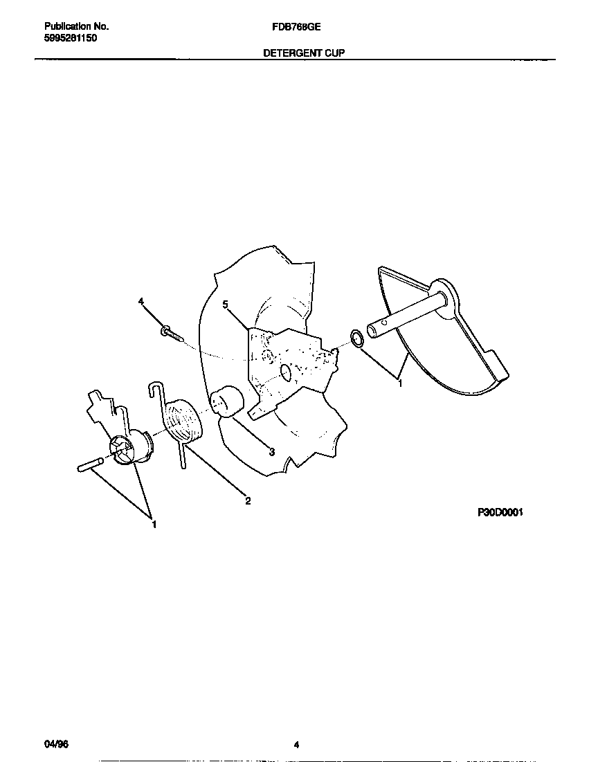 Frigidaire FDB768GEW0 detergent cup diagram