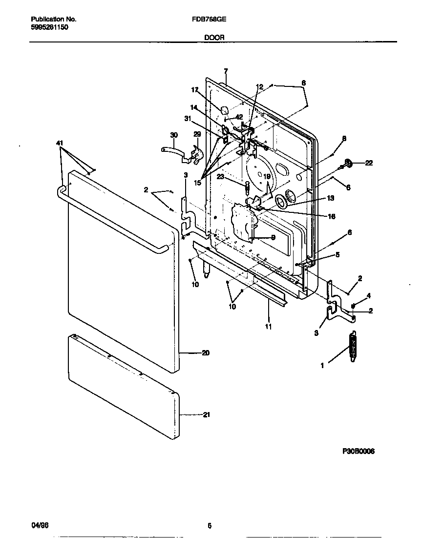 Frigidaire FDB768GEW0 door diagram
