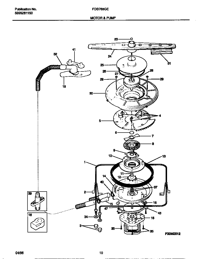 Frigidaire FDB768GEW0 motor & pump diagram