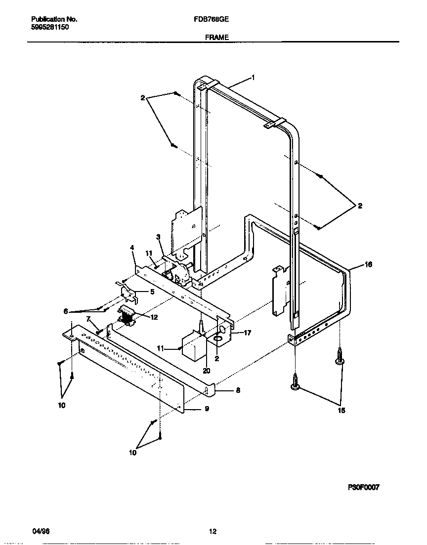 Frigidaire FDB768GEW0 frame diagram