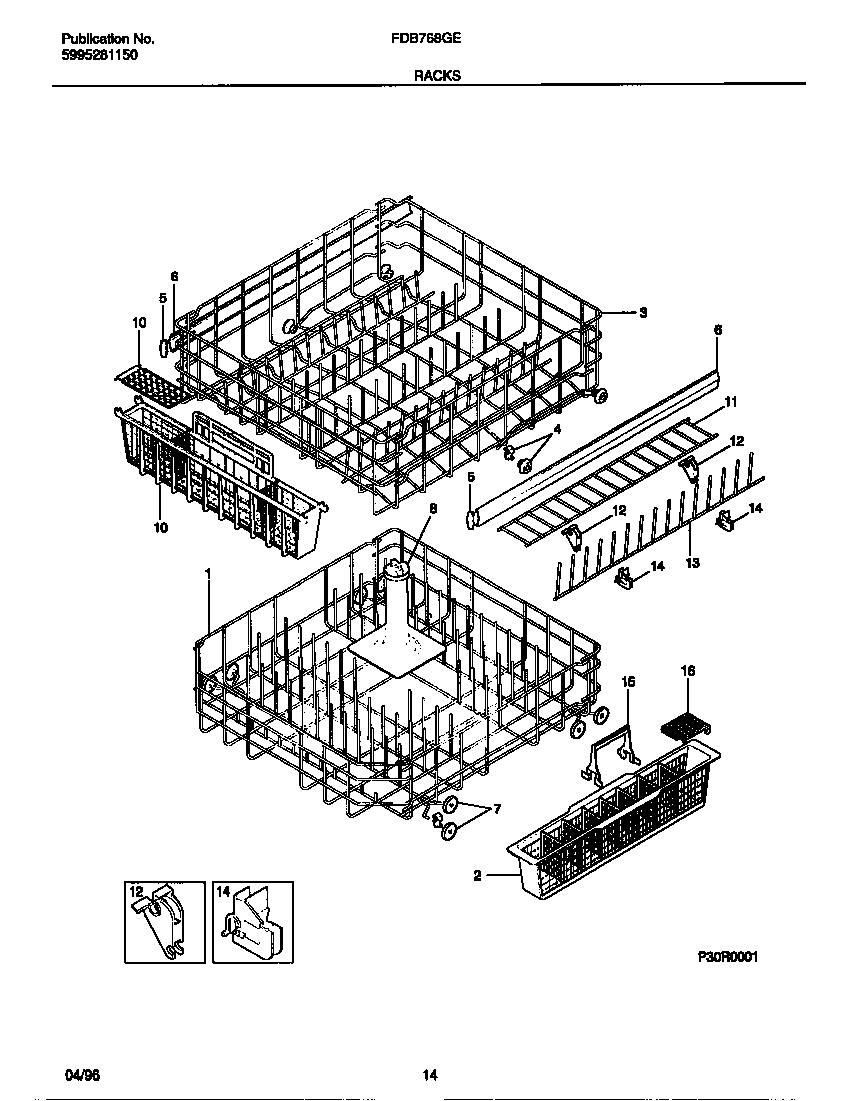 Frigidaire FDB768GEW0 racks diagram