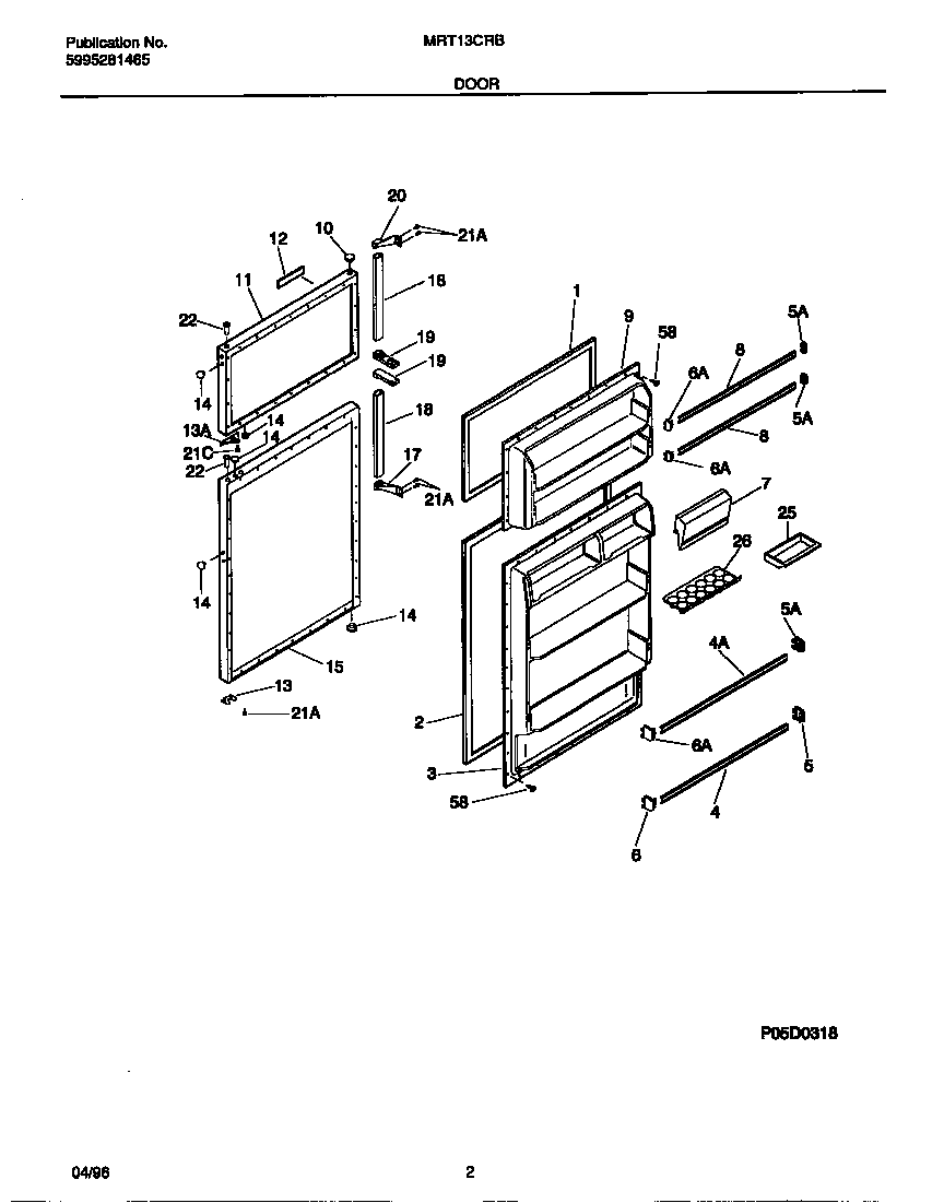 Universal/Multiflex (Frigidaire) MRT13CRBY3 door diagram