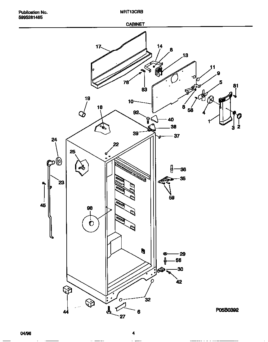 Universal/Multiflex (Frigidaire) MRT13CRBY3 cabinet diagram