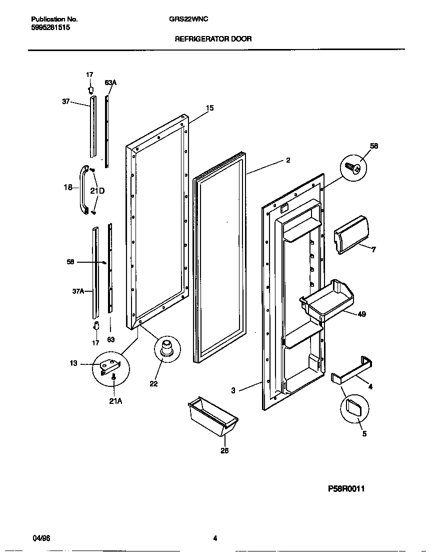 Gibson GRS22WNCW2 refrigerator door diagram
