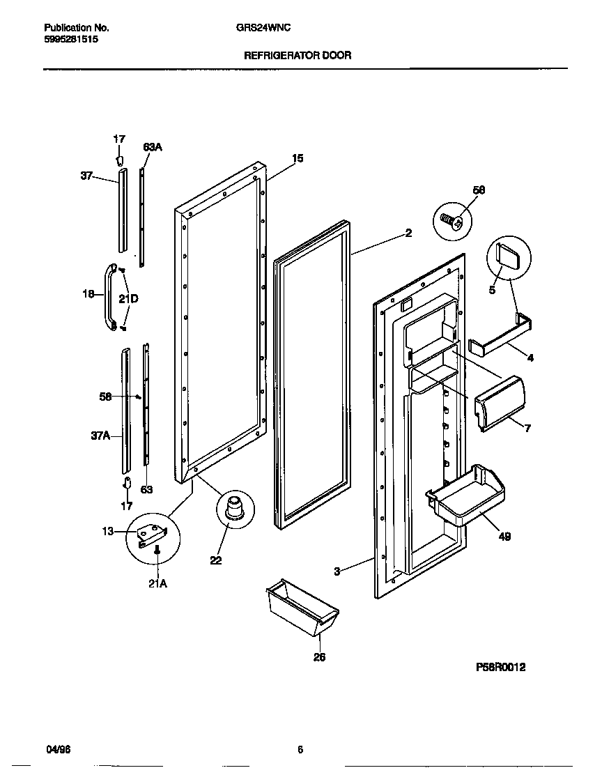 Gibson GRS22WNCW2 refrigerator door diagram