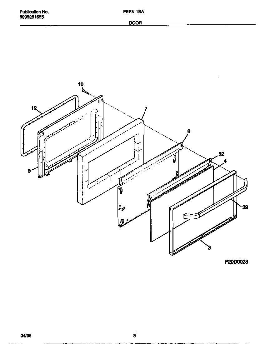 Frigidaire FEF311SADE door diagram