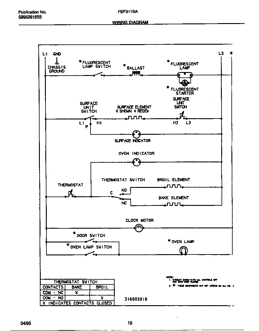Frigidaire FEF311SADE wiring diagram diagram
