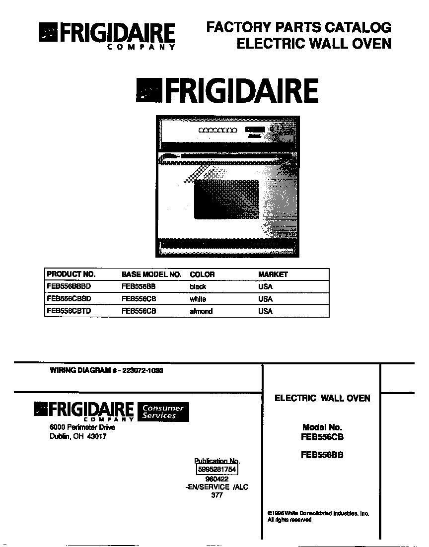 Frigidaire FEB556CBSD cover diagram