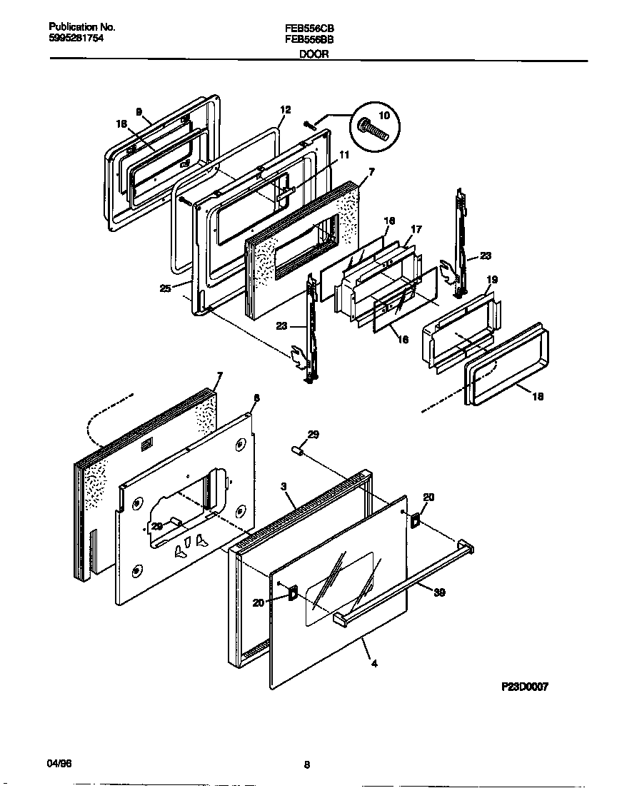 Frigidaire FEB556CBSD door diagram