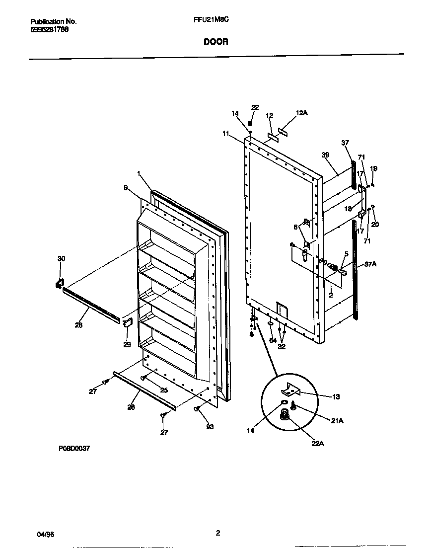 Frigidaire FFU21M8CW2 door diagram