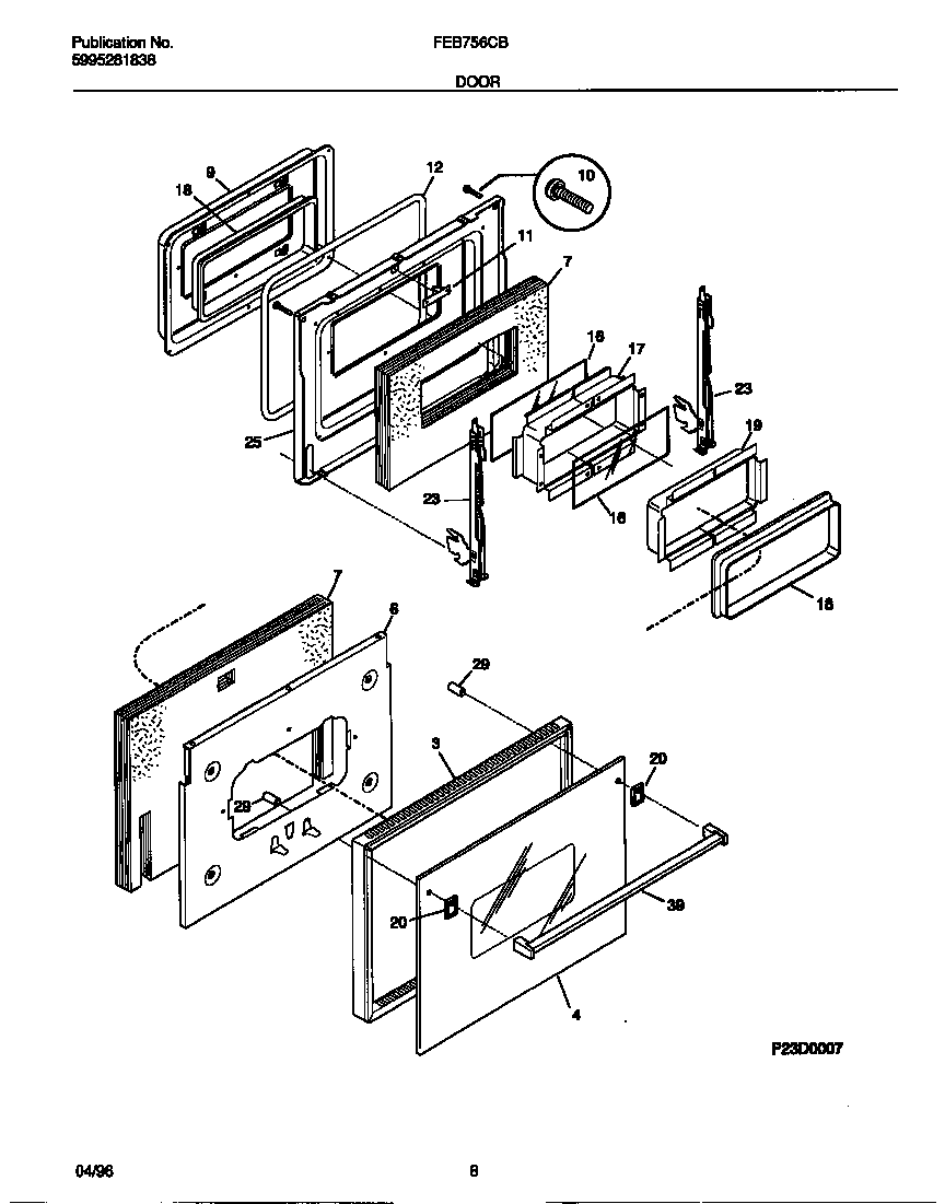 Frigidaire FEB756CBTD door diagram