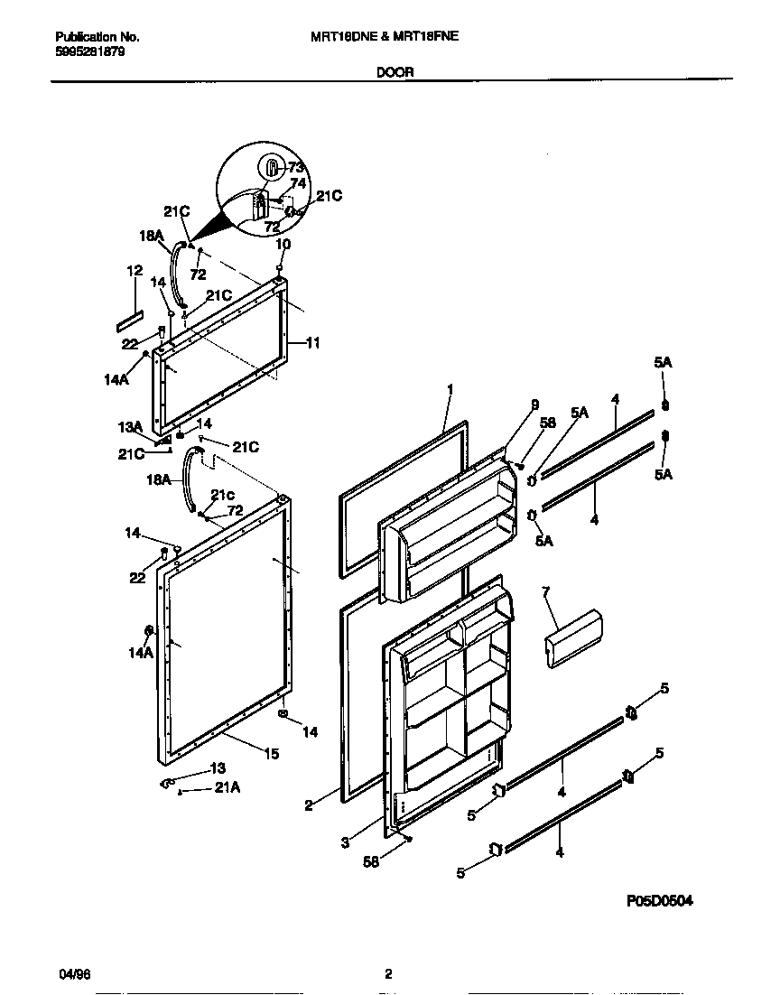 Universal/Multiflex (Frigidaire) MRT18DNEW0 door diagram