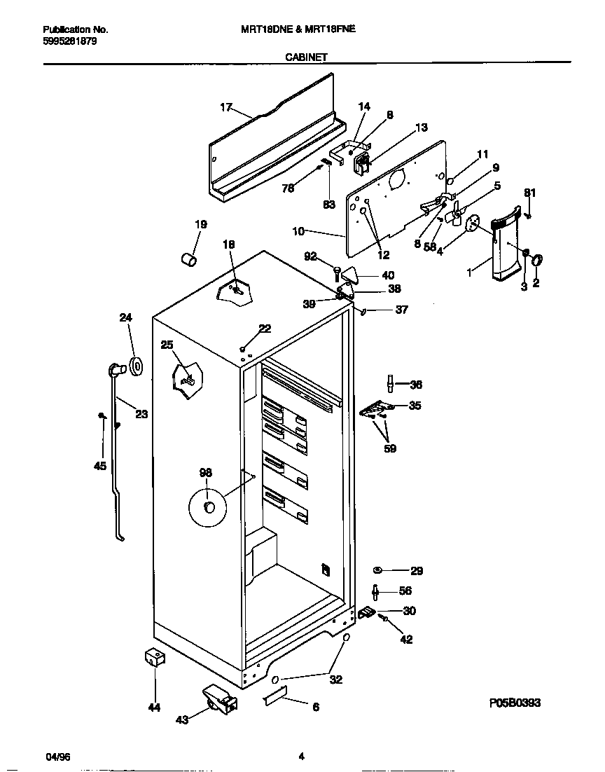 Universal/Multiflex (Frigidaire) MRT18DNEW0 cabinet diagram
