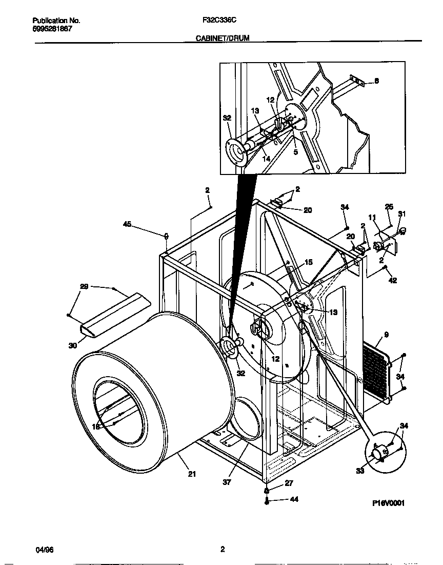 Frigidaire F32C336CT1 cabinet/drum diagram