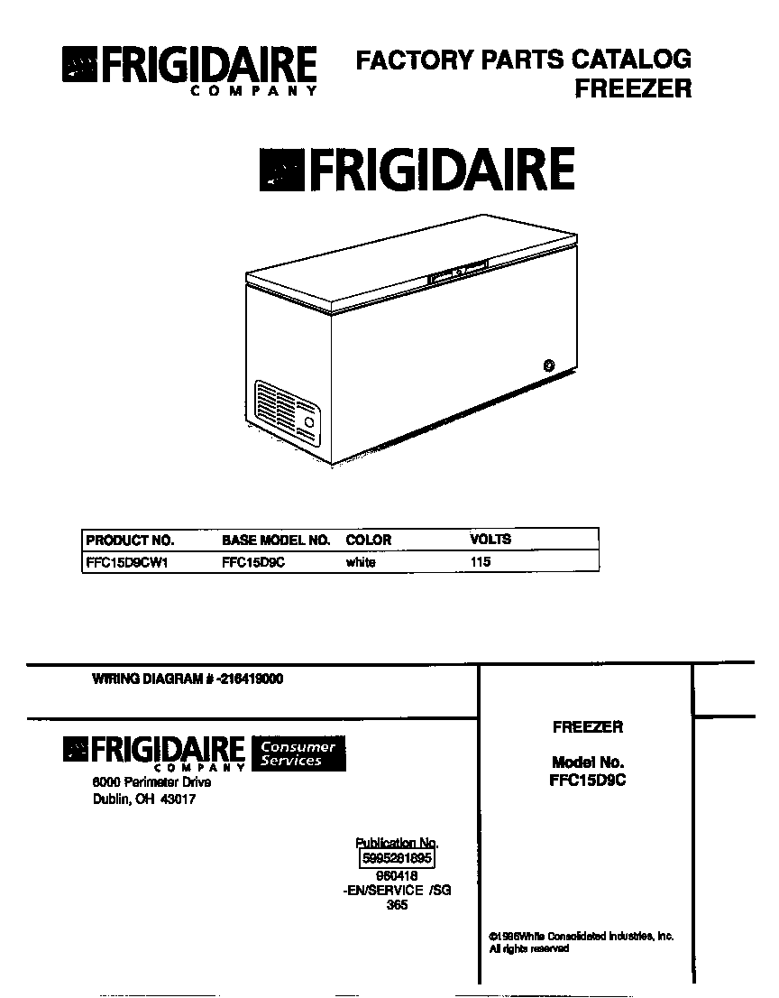 Frigidaire FFC15D9CW1 cover diagram