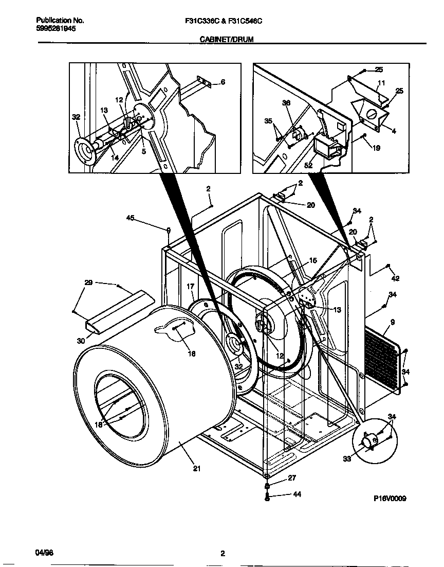 Frigidaire F31C546CS1 cabinet/drum diagram