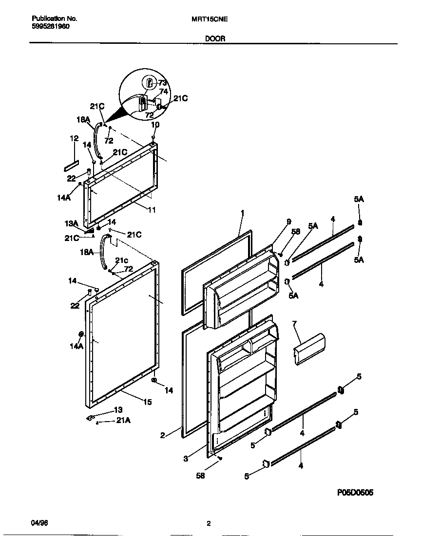 Universal/Multiflex (Frigidaire) MRT15CNEZ0 door diagram