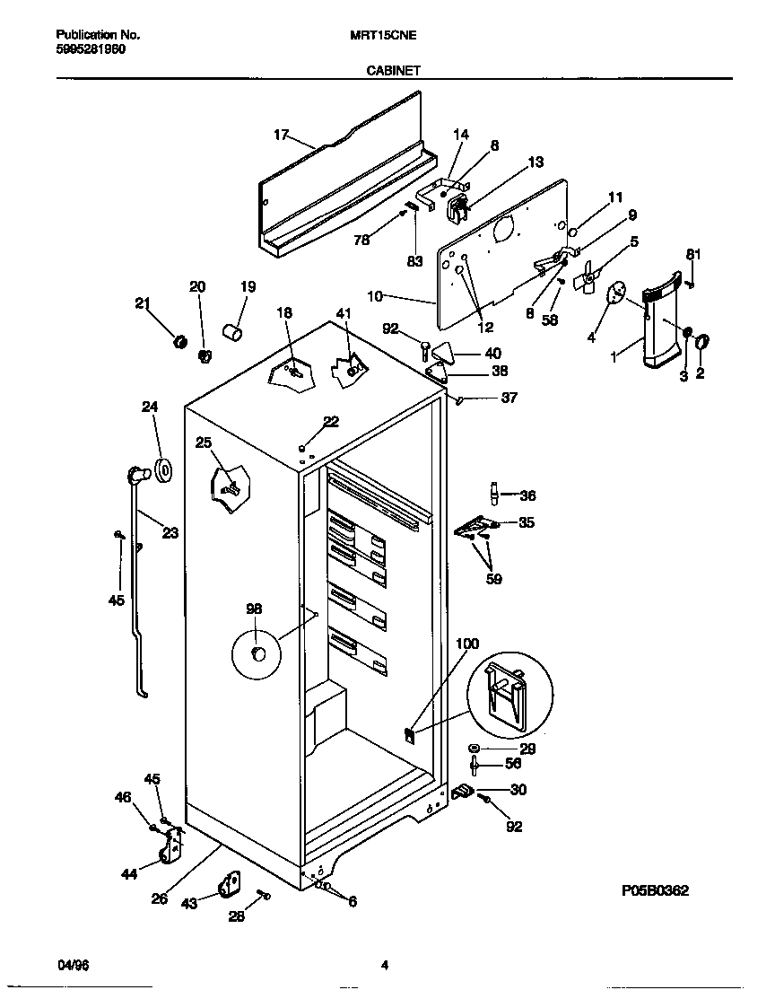 Universal/Multiflex (Frigidaire) MRT15CNEZ0 cabinet diagram