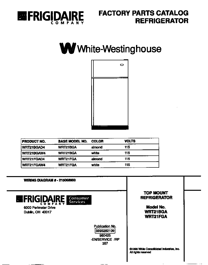White-Westinghouse WRT21FGAW4 cover diagram