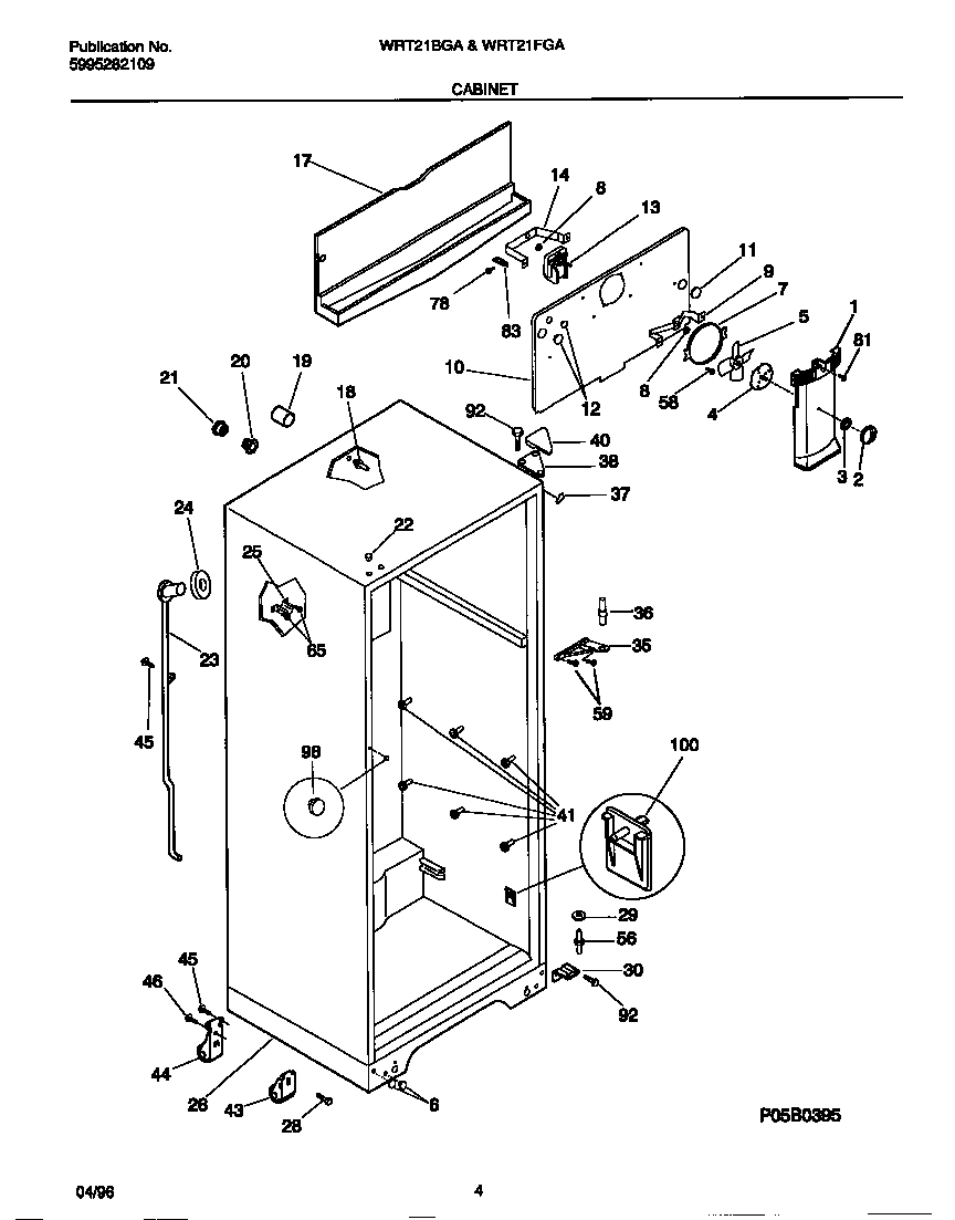 White-Westinghouse WRT21FGAW4 cabinet diagram