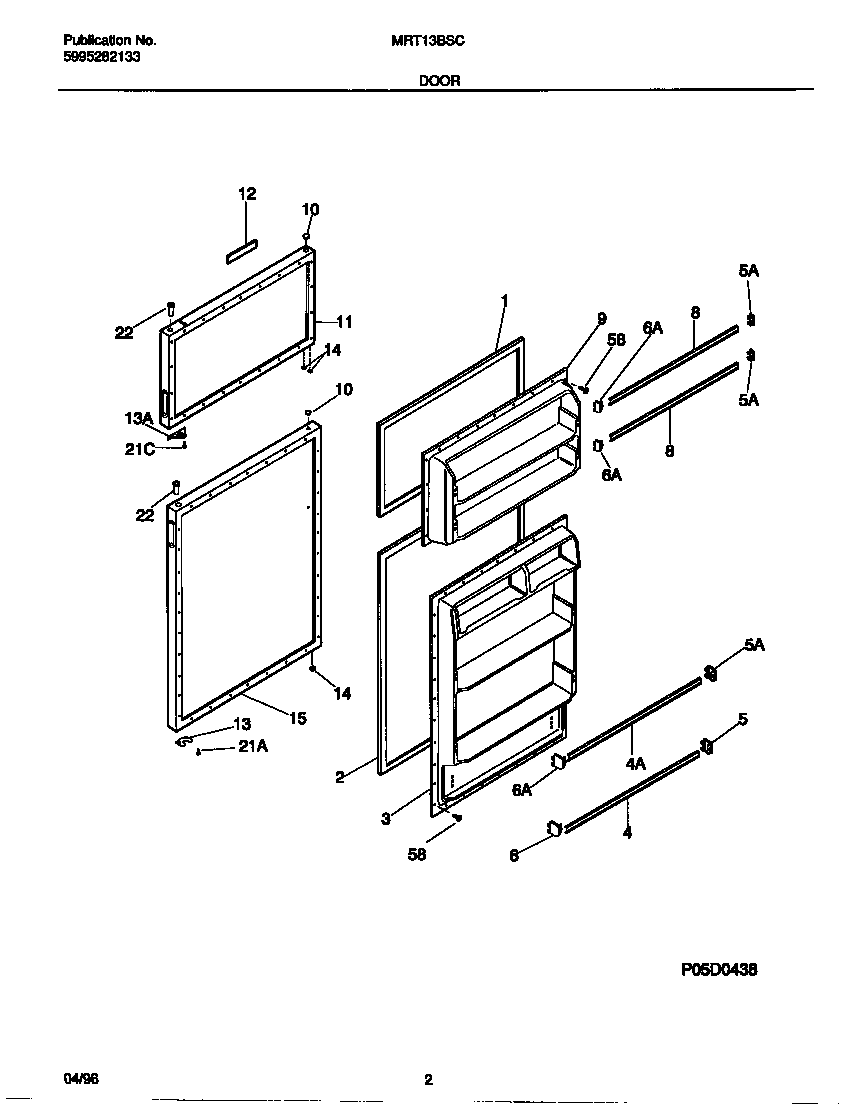 Universal/Multiflex (Frigidaire) MRT13BSCW1 door diagram