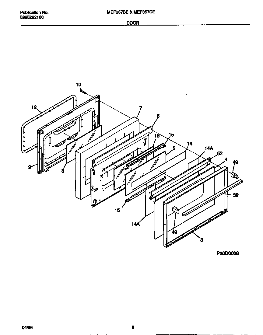 Universal/Multiflex (Frigidaire) MEF357BEDA door diagram