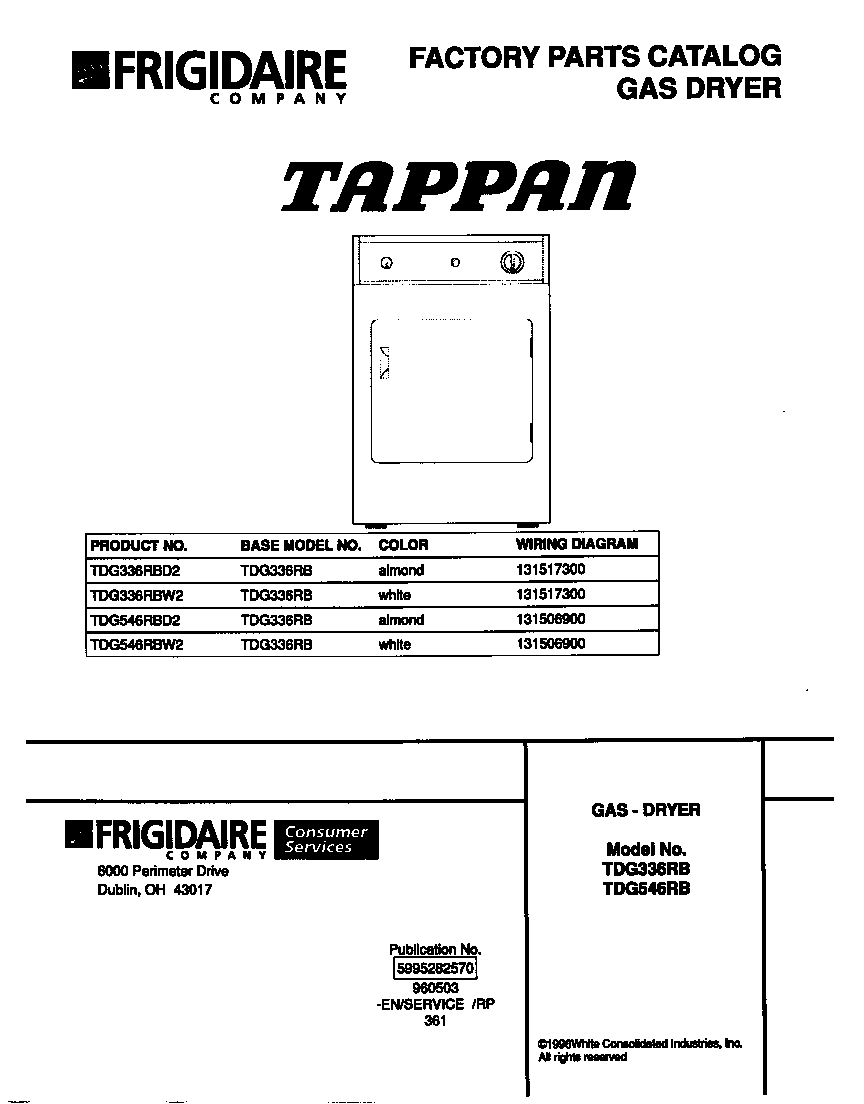 Frigidaire FEF350CCTE cover diagram