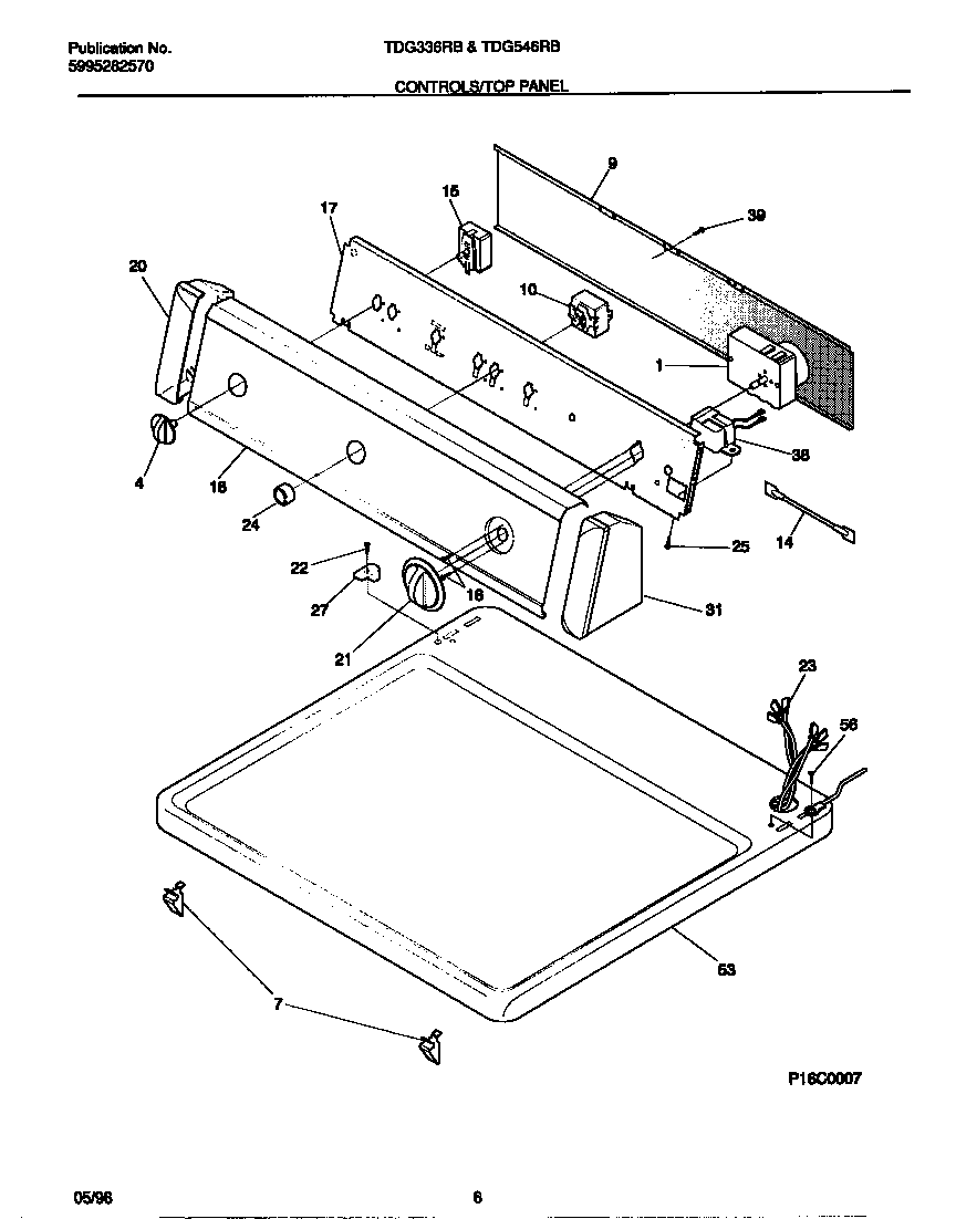 Frigidaire FEF350CCTE top/drawer diagram