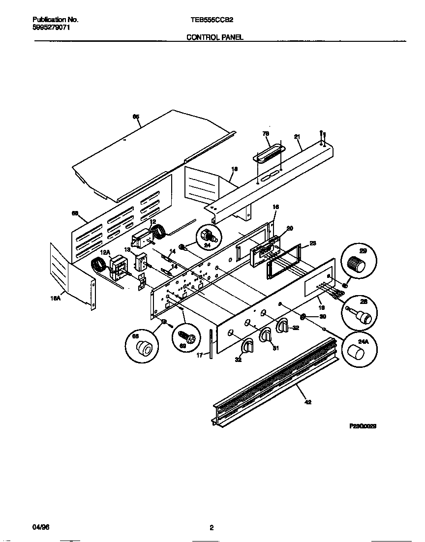 Tappan TEB555CCB2 control panel diagram