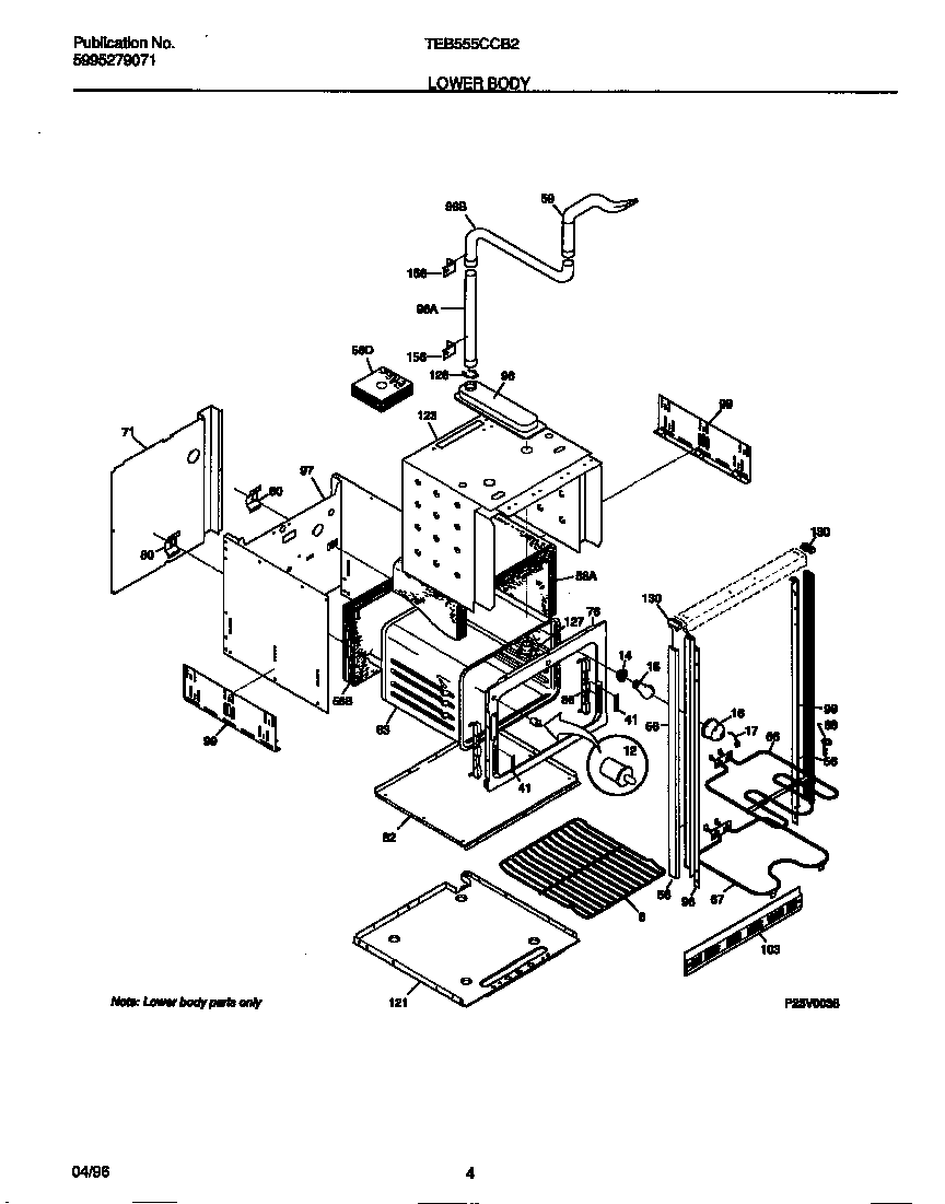 Tappan TEB555CCB2 lower body diagram