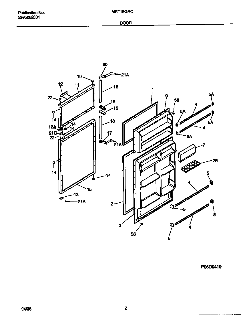 Universal/Multiflex (Frigidaire) MRT18GRCD2 door diagram