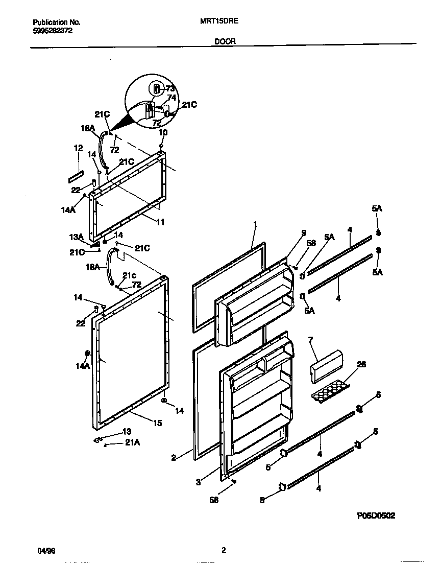 Universal/Multiflex (Frigidaire) MRT15DREW0 door diagram
