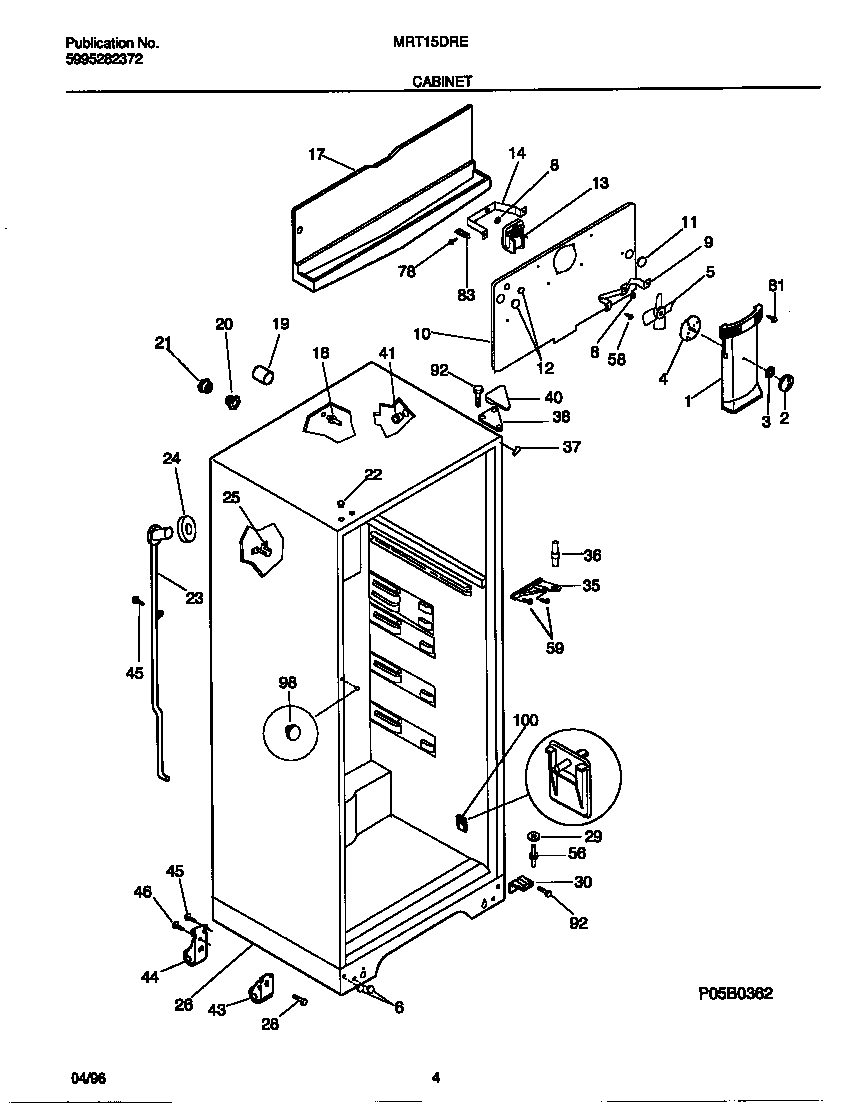 Universal/Multiflex (Frigidaire) MRT15DREW0 cabinet diagram