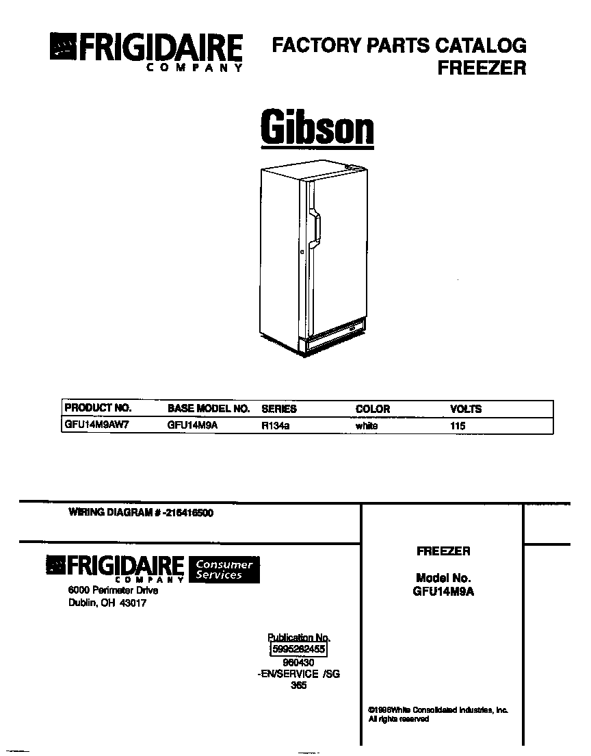 Gibson GFU14M9AW7 cover diagram