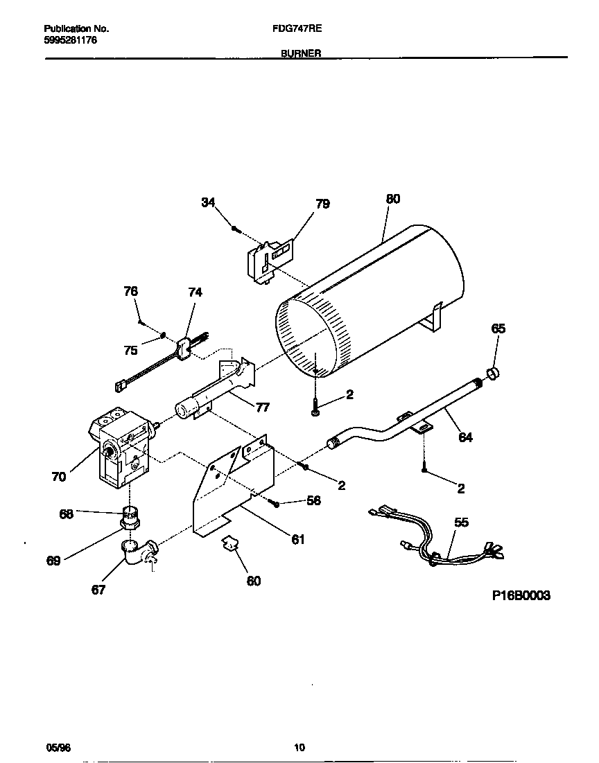 Frigidaire FDG747RES0 burner diagram