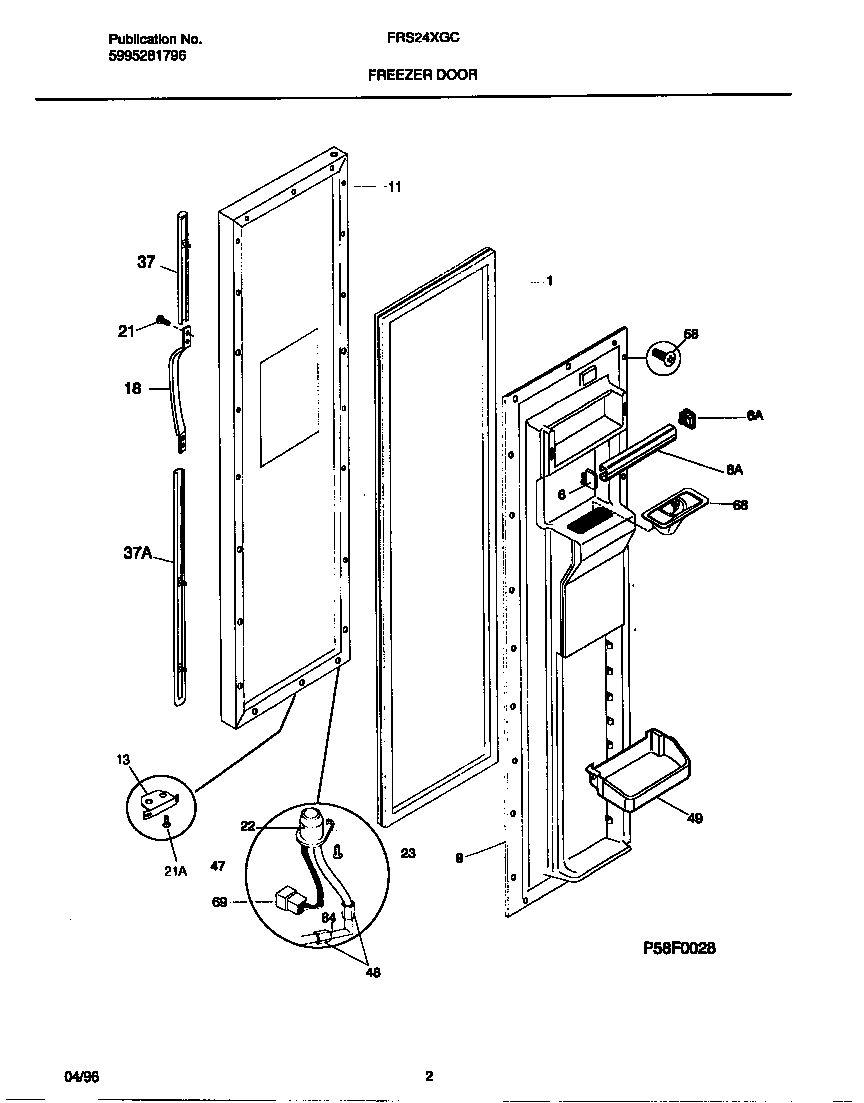 Frigidaire FRS24XGCW2 freezer door diagram
