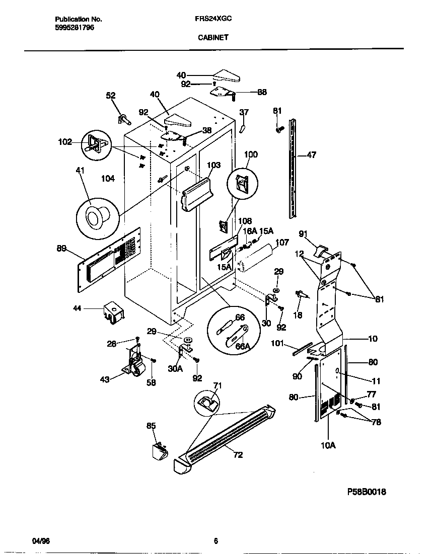 Frigidaire FRS24XGCW2 cabinet diagram