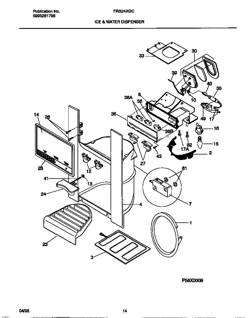 Frigidaire FRS24XGCW2 ice & water dispenser diagram