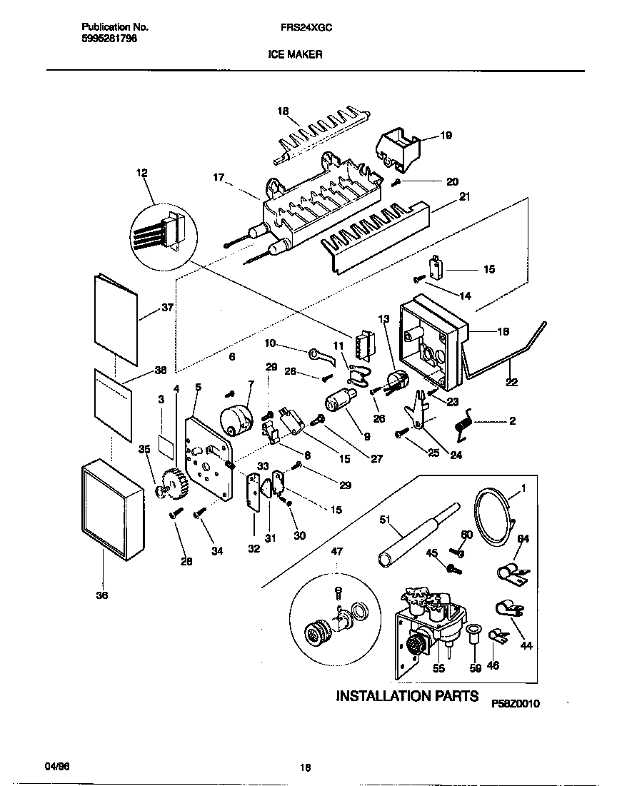 Frigidaire FRS24XGCW2 ice maker diagram