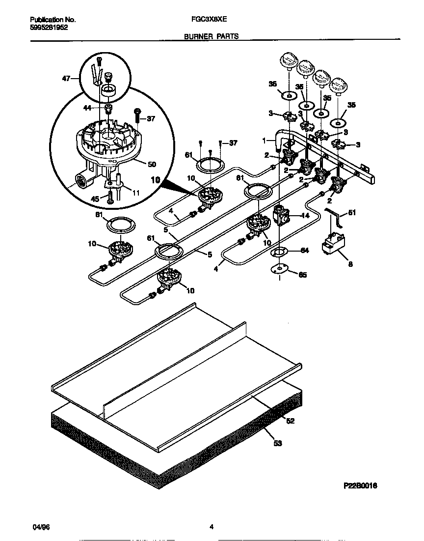 Frigidaire FGC3X8XESA burner parts diagram